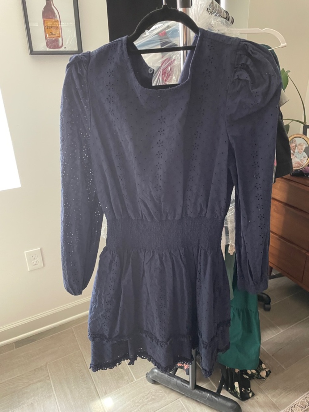 Splendid Navy Blue Eyelet Mini Dress